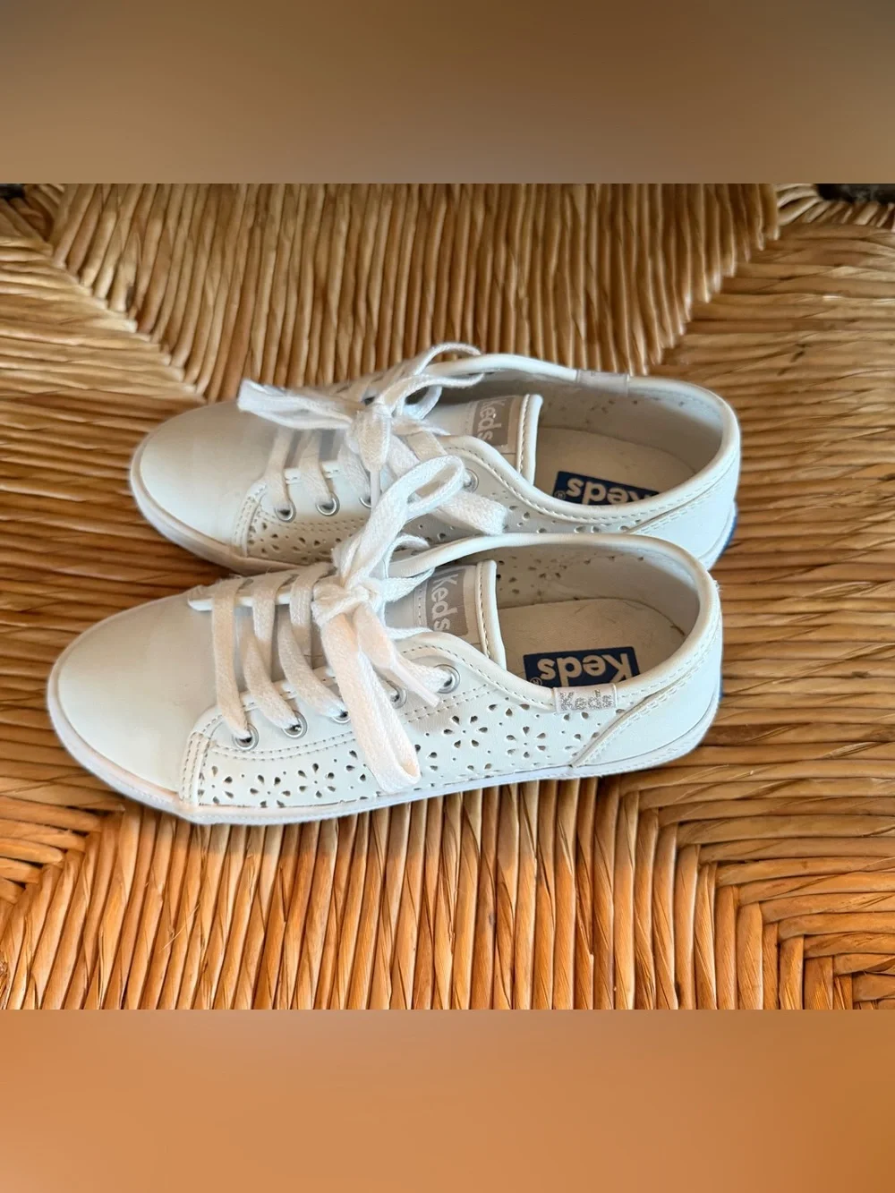 Keds Girls Kickstart Jr. White Lace-Up Sneakers